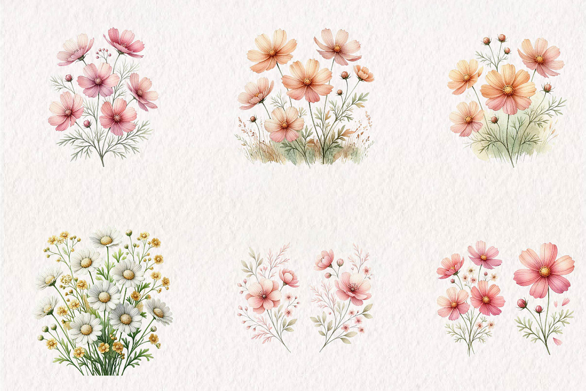Pastel Wildflower Panels Clipart, a Seasonal Illustration by CreationArt (Photo 4 of 7)