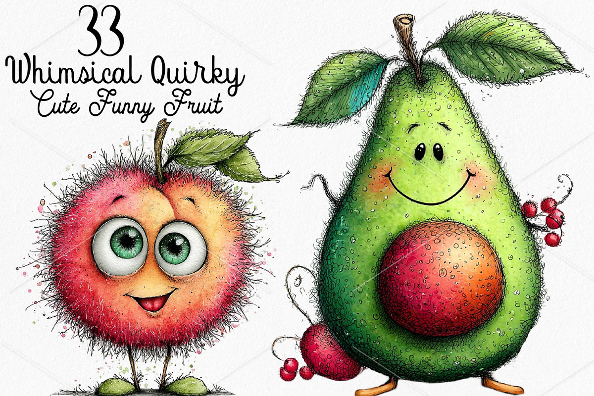 Whimsical Quirky Cute Funny Fruit, a Seasonal Illustration by Canvas Craft (Photo 1 of 7)