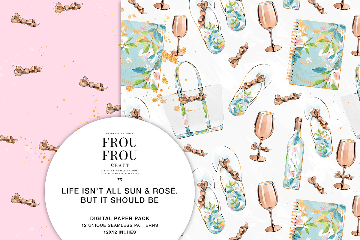 Summer Rose Gold Floral Paper Pack, a Pattern Graphic by Frou Fou Craft (Photo 4 of 7)