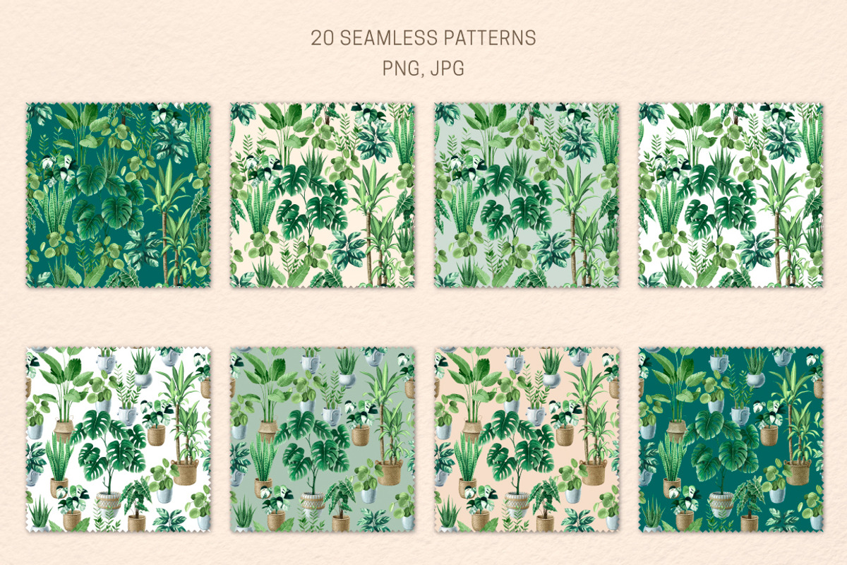 INDOOR PLANTS watercolor clipart set, a Decorative Illustration by MariArtySpace (Photo 6 of 8)