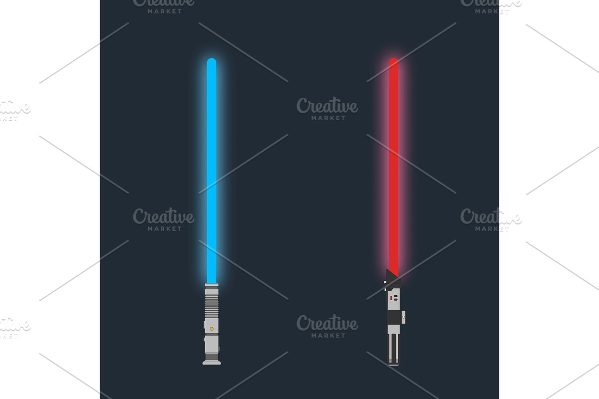 Lightsaber. Set of Futuristic laser weapon sci-fi light saber, an Object Illustration by Max Letters