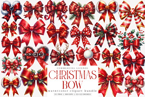 Red Coquette Christmas Bow Bundle, an Illustration by SinaCreation