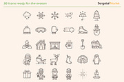 Winter and Christmas Outline Icons, an Outline Icon by Sargatal (Thumbnail 4 of 4)