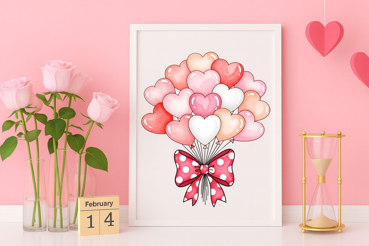 Valentine Heart Balloons PNG, an Illustration by Canvas Craft (Photo 5 of 6)
