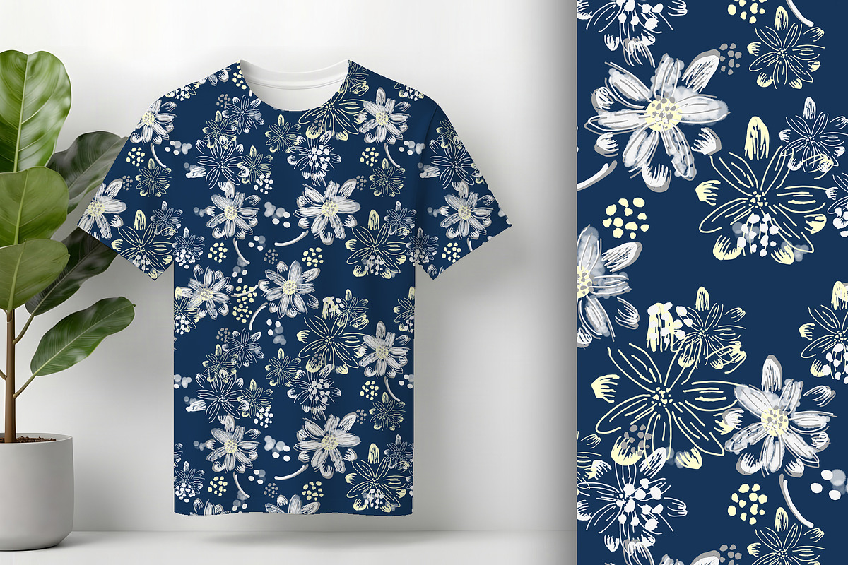 Artistic Daisy Floral Seamless, a Pattern Graphic by Sharon Schwalbe (Photo 2 of 6)
