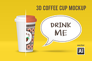Vector 3D Coffee Cup Mockup for Ai, a Cups & Container Mockup by dacascas (Thumbnail 1 of 2)