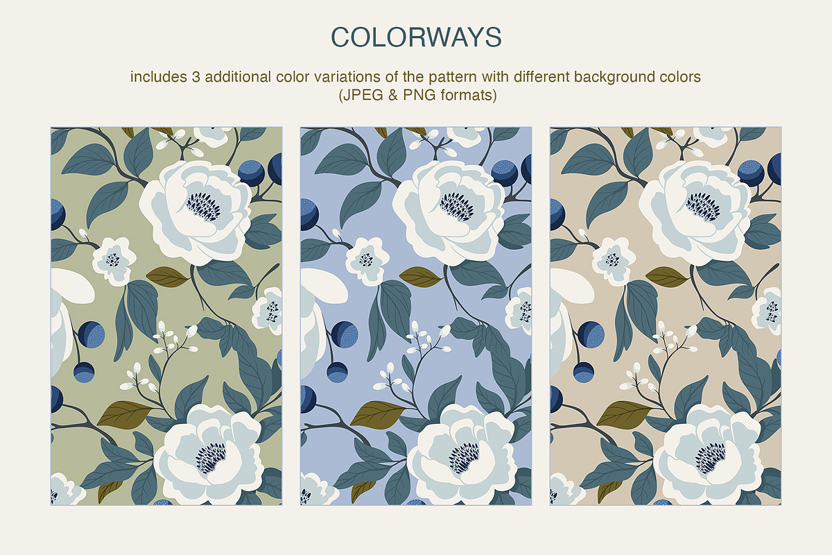 Blueberry Garden Elegant Pattern, a Pattern Graphic by Mariia Kovalchuk (Photo 5 of 12)