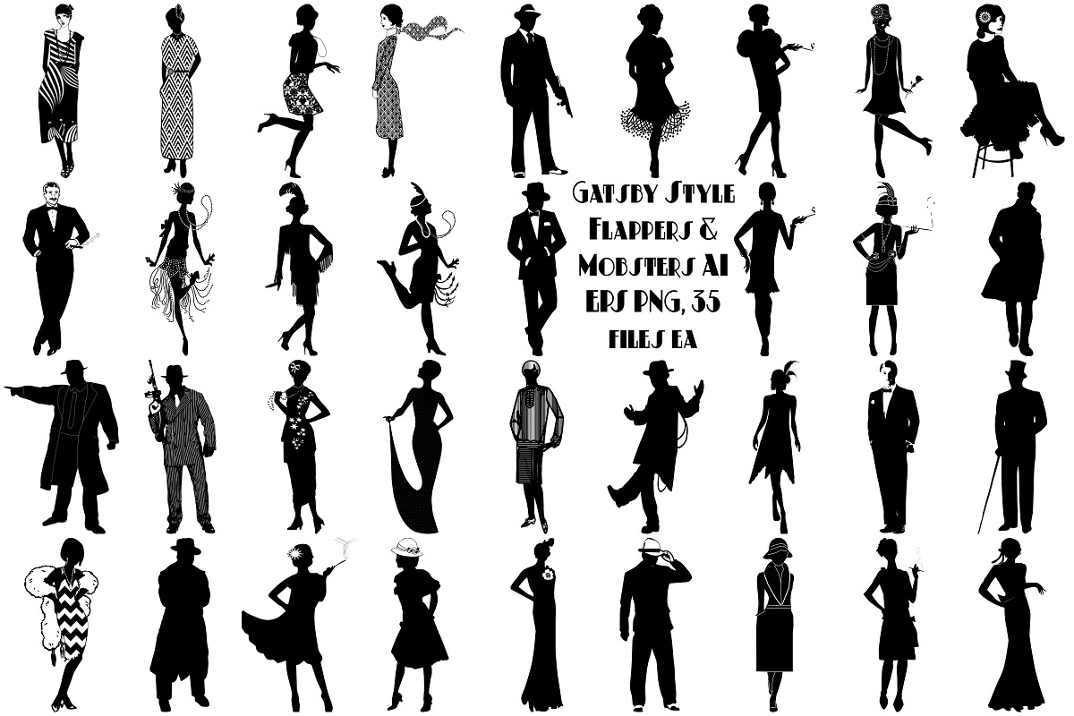 Gatsby Flappers/Mobsters AI EPS PNG, a Person Illustration by FrankiesDaughtersDesign (Photo 1 of 6)
