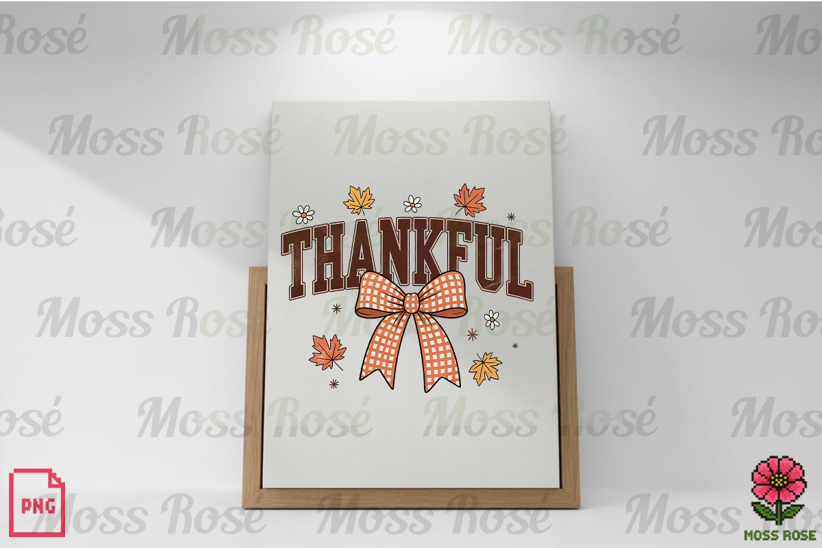 Thankful Fall Decor with Bow, a Graphic by Moss Rose (Photo 2 of 3)