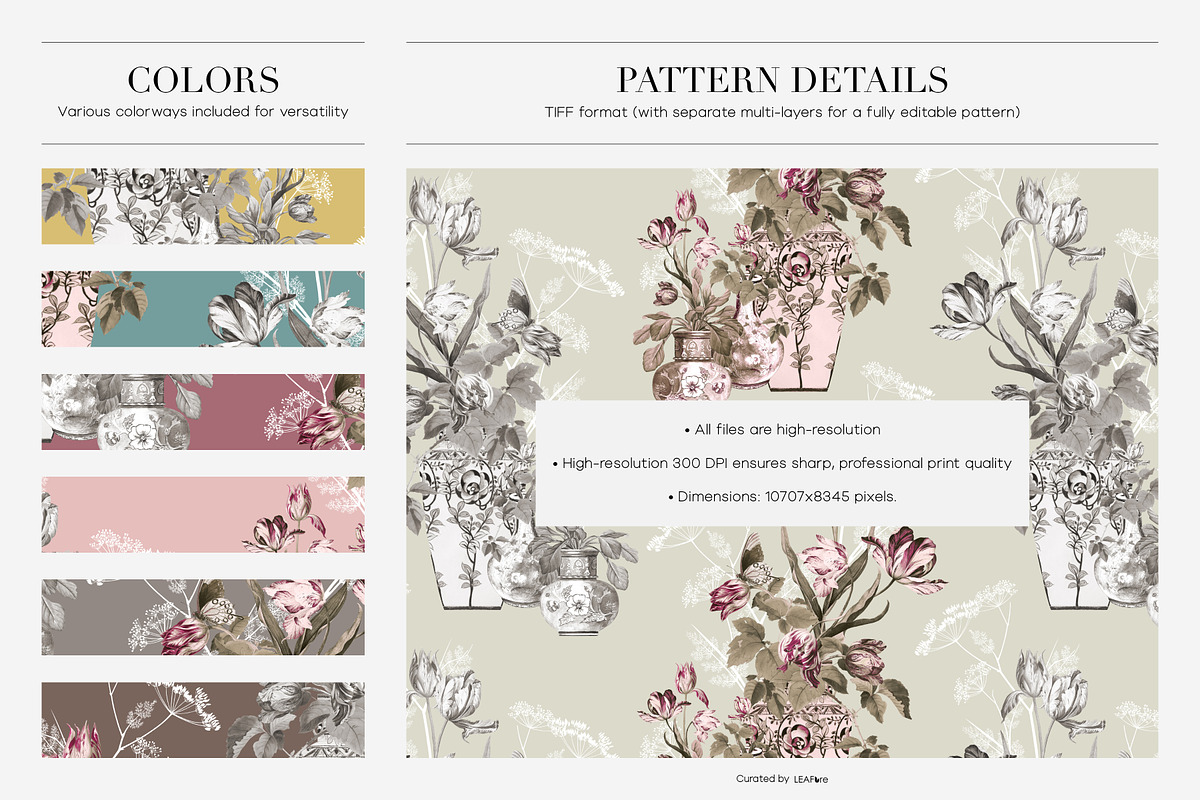 Tulip Hush Luxury Seamless Patterns, a Pattern Graphic by LEAFure (Photo 2 of 10)