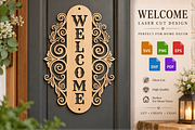Ornate Welcome Door Sign SVG, an Object Graphic by DreamCafeArt (Thumbnail 1 of 3)