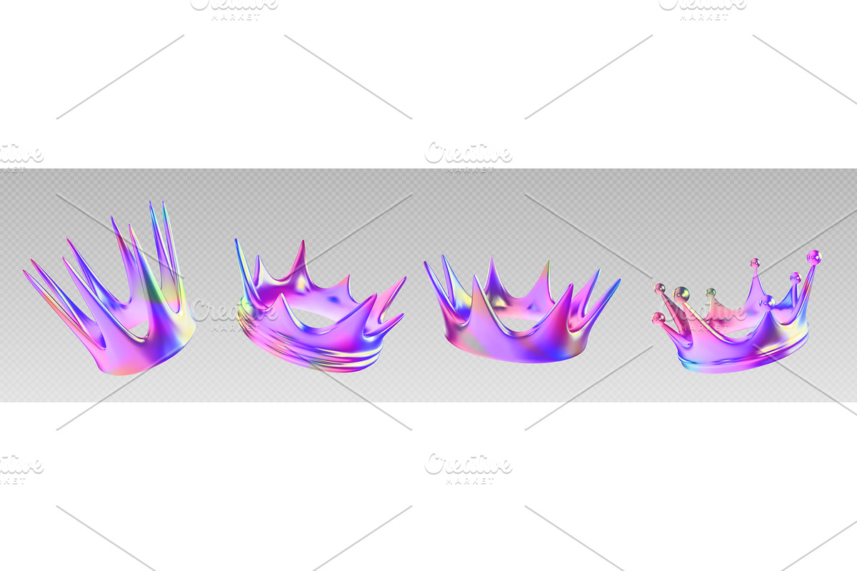 3D hologram crown set, an Object Illustration by art PVP - market