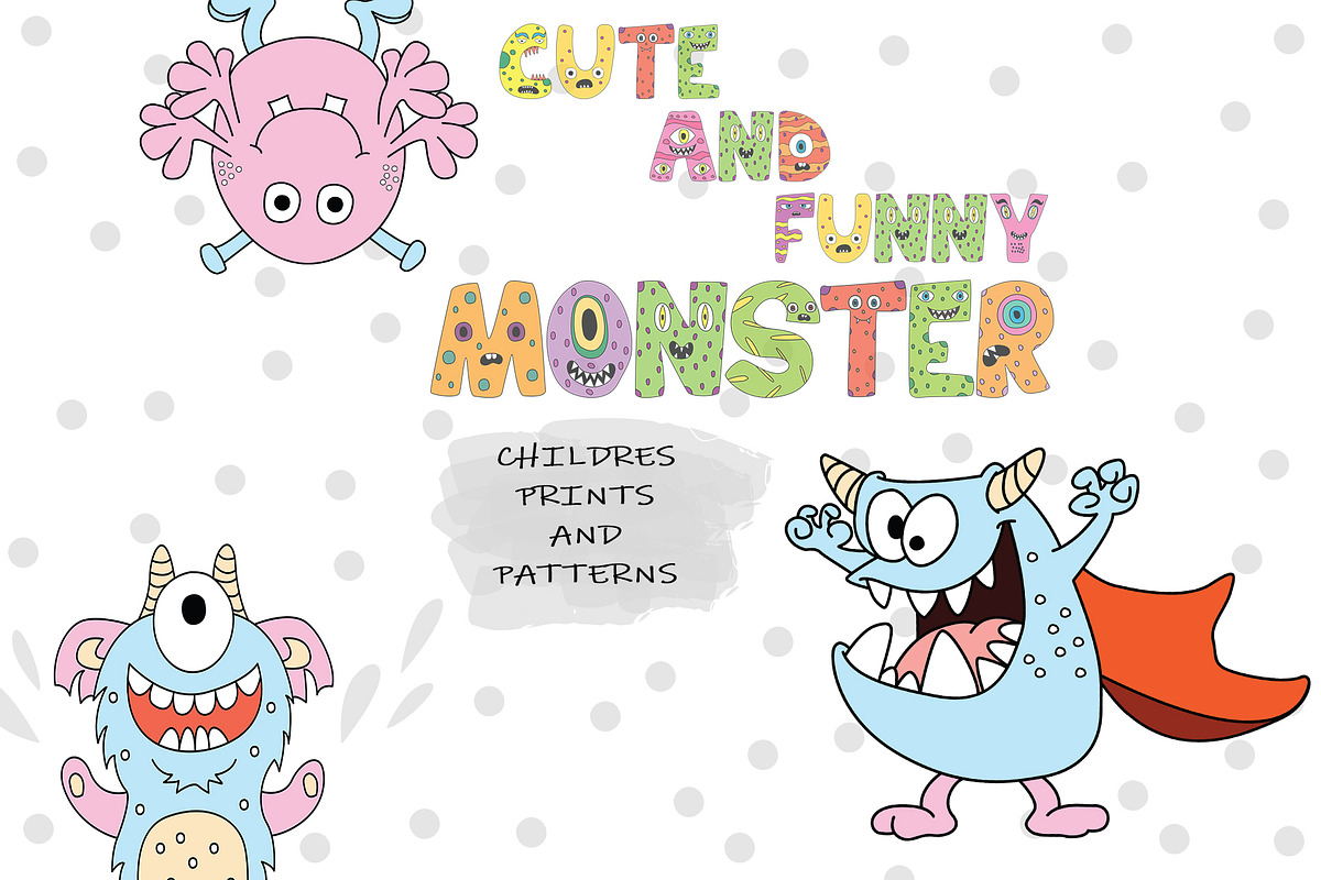 Kids Patterns & Alphabets - Monsters, a Pattern Graphic by Pixavics (Photo 1 of 7)