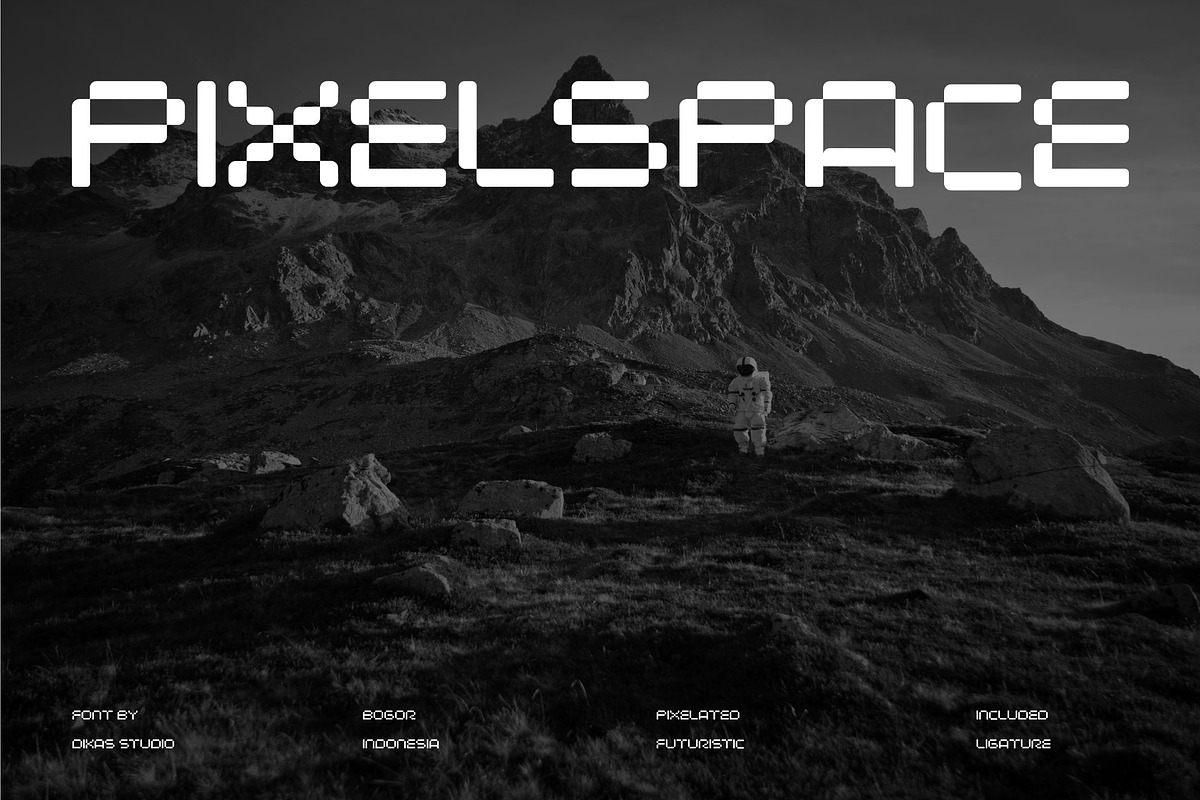 Pixel Space, a Sans Serif Font by Dikas Studio (Photo 1 of 9)