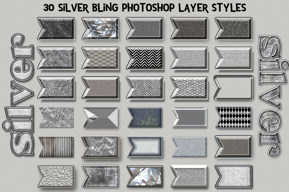 Silver Bling Photoshop Layer Styles, a Layer Style Add-On by Heather ...