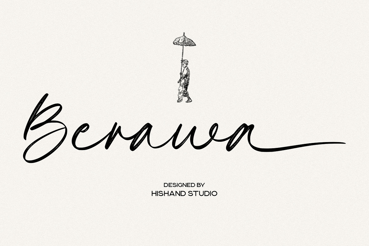 Berawa Aesthetic Brush Font, a Script Font by Hishand Studio (Photo 1 of 8)