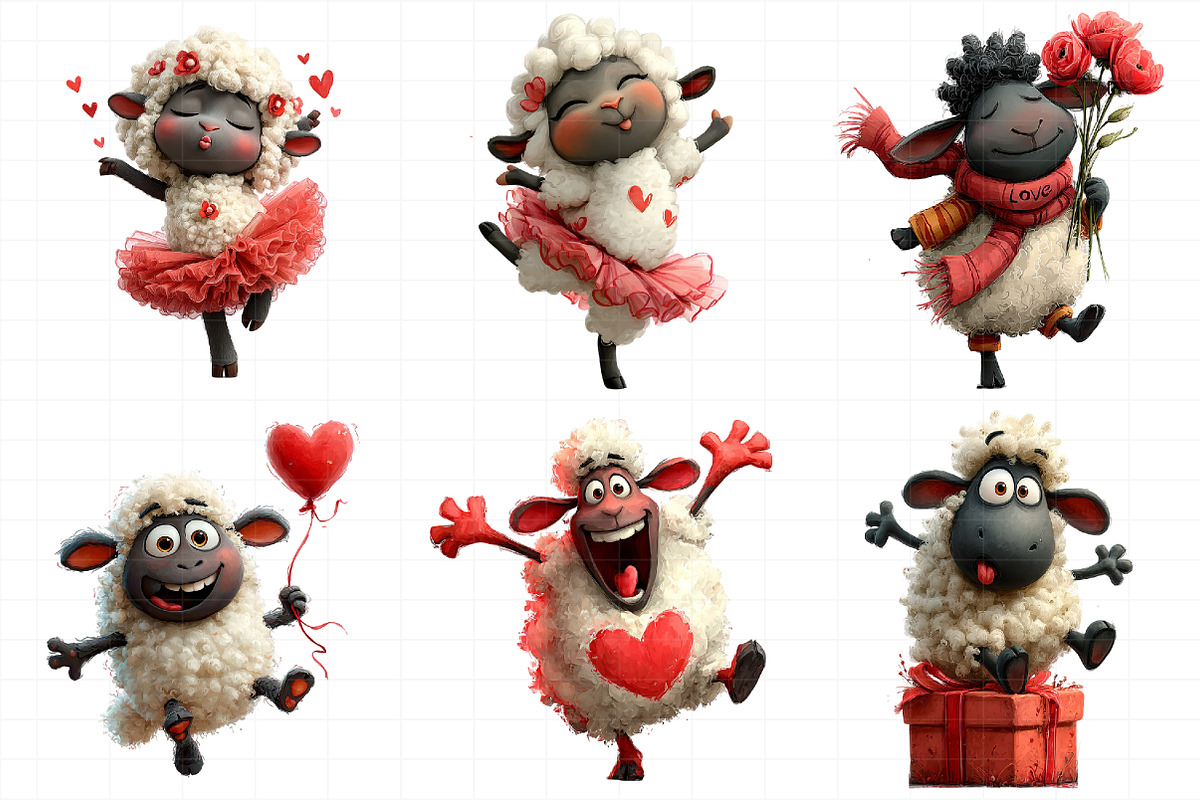 Funny Valentine Sheep Clipart, an Illustration by Daily.Designs (Photo 5 of 5)