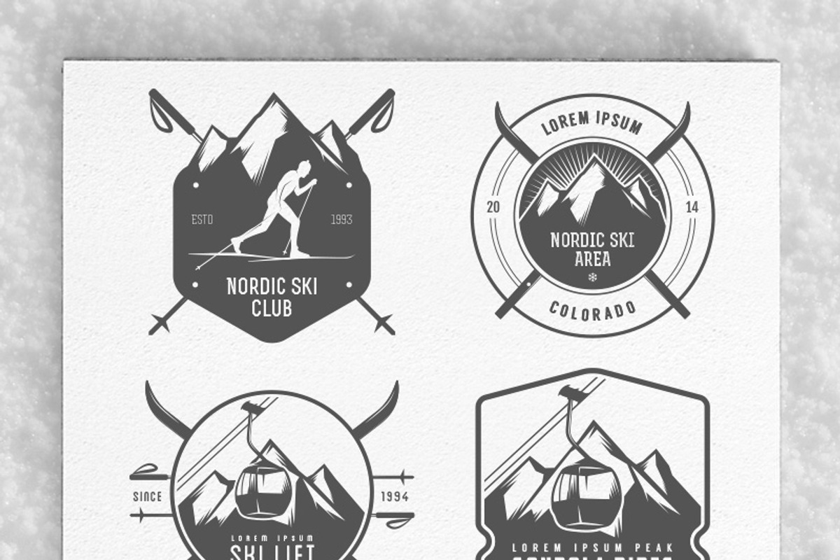 Large winter + ski labels set, an Illustration by 1baranov (Photo 1 of 5)