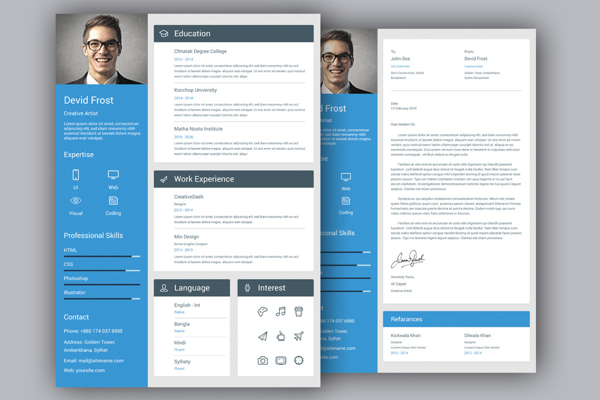 Material CV Resume Set, a Resume Template by Ali Sayed Design