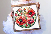 Poppy & Cross Faux Stained Glass, an Illustration by SVGArt (Thumbnail 3 of 7)