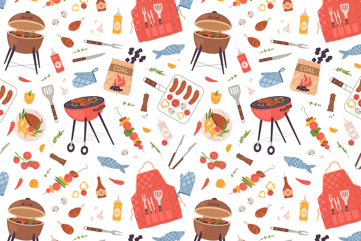 Barbecue food seamless patterns, a Pattern Graphic by Good Studio (Photo 3 of 7)