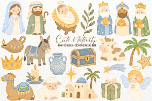 Nativity Christmas Clipart Jesus PNG, a Seasonal Illustration by SugarCloudStudioArt