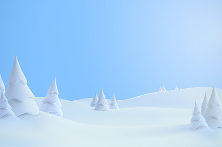 Winter landscape with fir trees