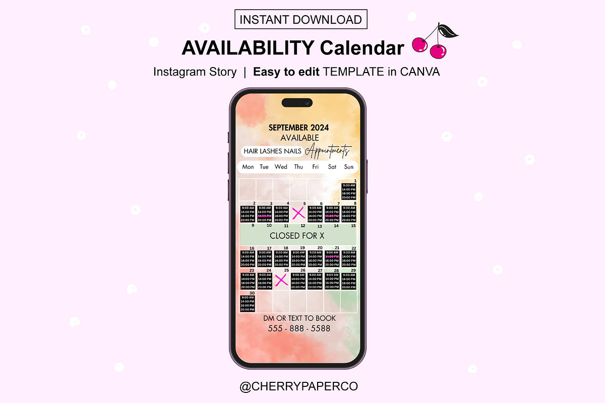 Instagram Story Calendar - SEPTEMBER, a Social Media Template by Cherry Paper Co (Photo 2 of 2)