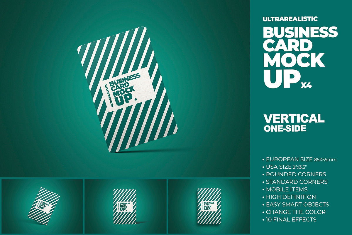 Vertical One Side Card Mockup x4, a Product Mockup by SmartDesigns (Photo 1 of 9)