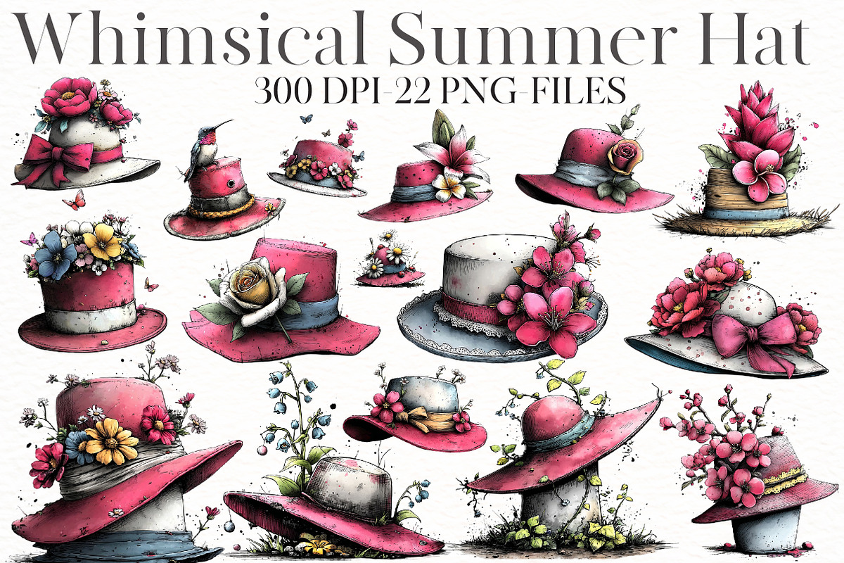 Whimsical Summer Hat Clipart, an Illustration by Designworld (Photo 1 of 8)