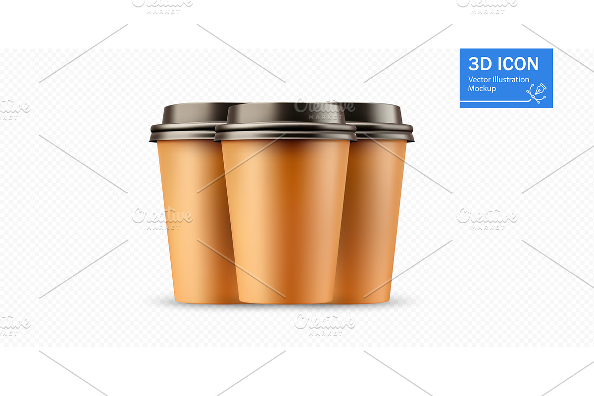 Three disposable coffee cups, a Food Illustration by ZinetroN