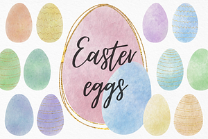 Easter watercolor eggs png