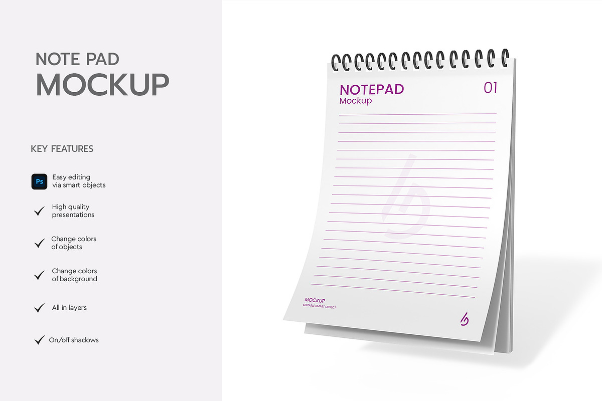 Spiral Ring Notepad Mockup PSD