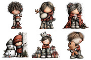 Watercolor Christmas Kids Clipart, an Illustration by Daily.Designs (Thumbnail 4 of 5)