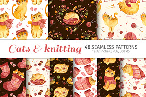Cute cats, Knitwear seamless pattern