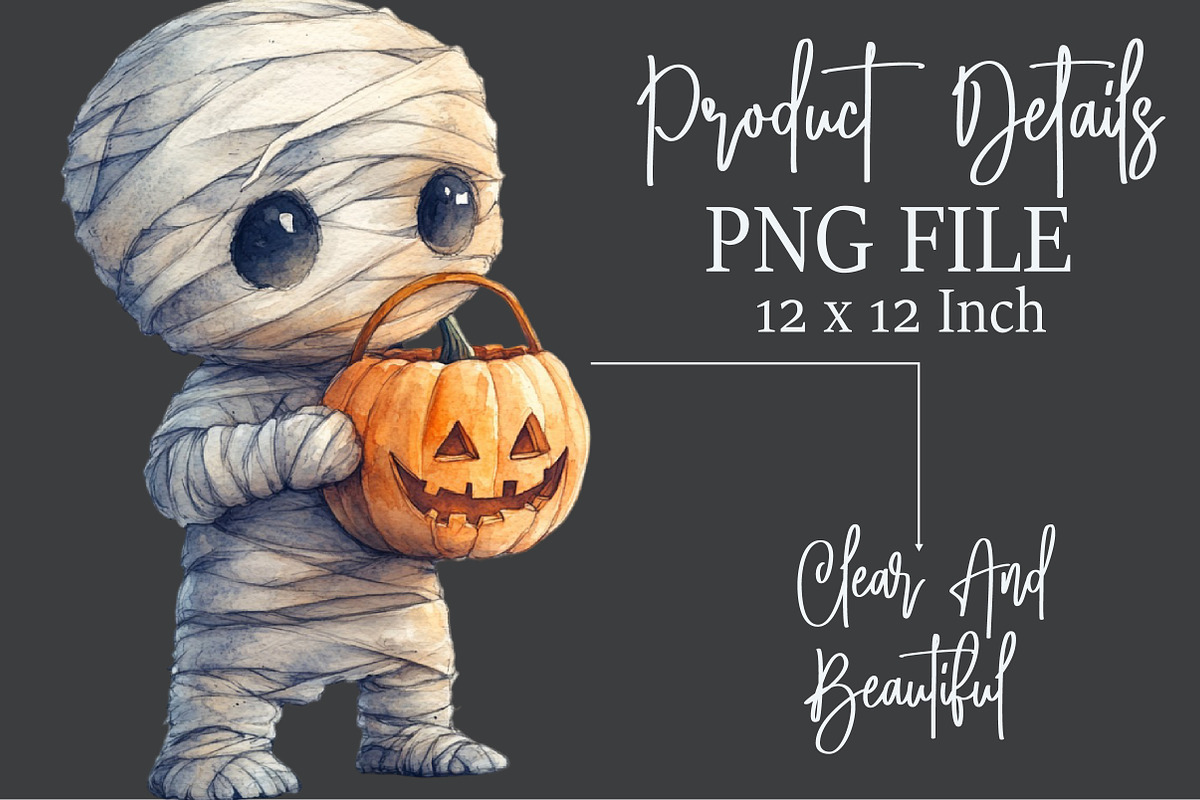 Watercolor Halloween Mummy Clipart, an Illustration by Rose Art (Photo 5 of 5)