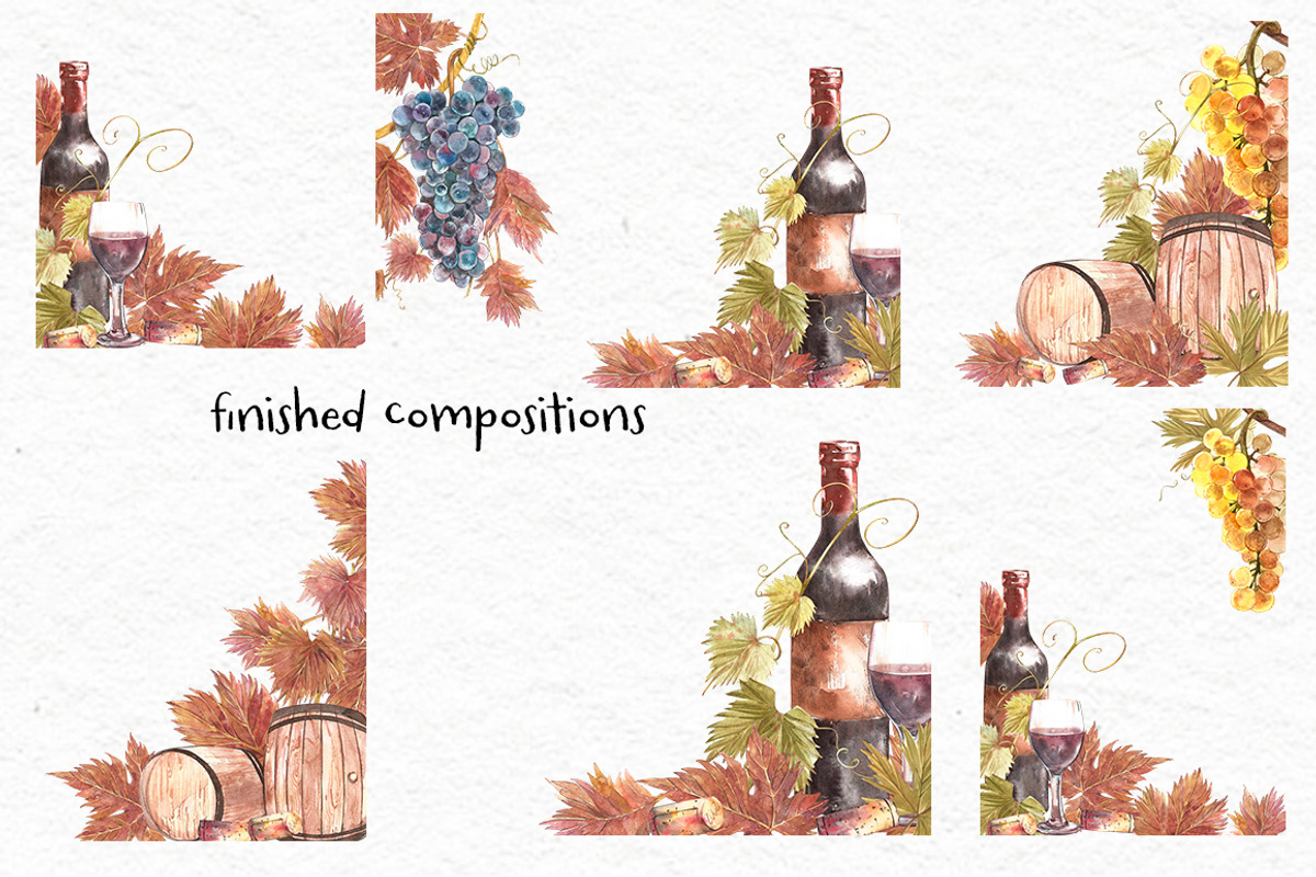 Wine and grapes set illustrations, a Food Illustration by Ann Astro (Photo 9 of 9)