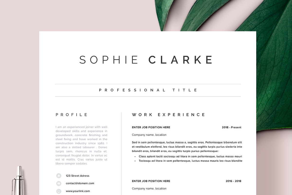 Professional Resume CV Template, a Resume Template by Resume Angels (Photo 2 of 12)