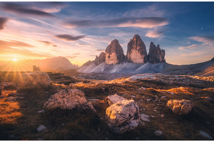 Rocks and stones at colorful sunset, a Nature Photo by den-belitsky