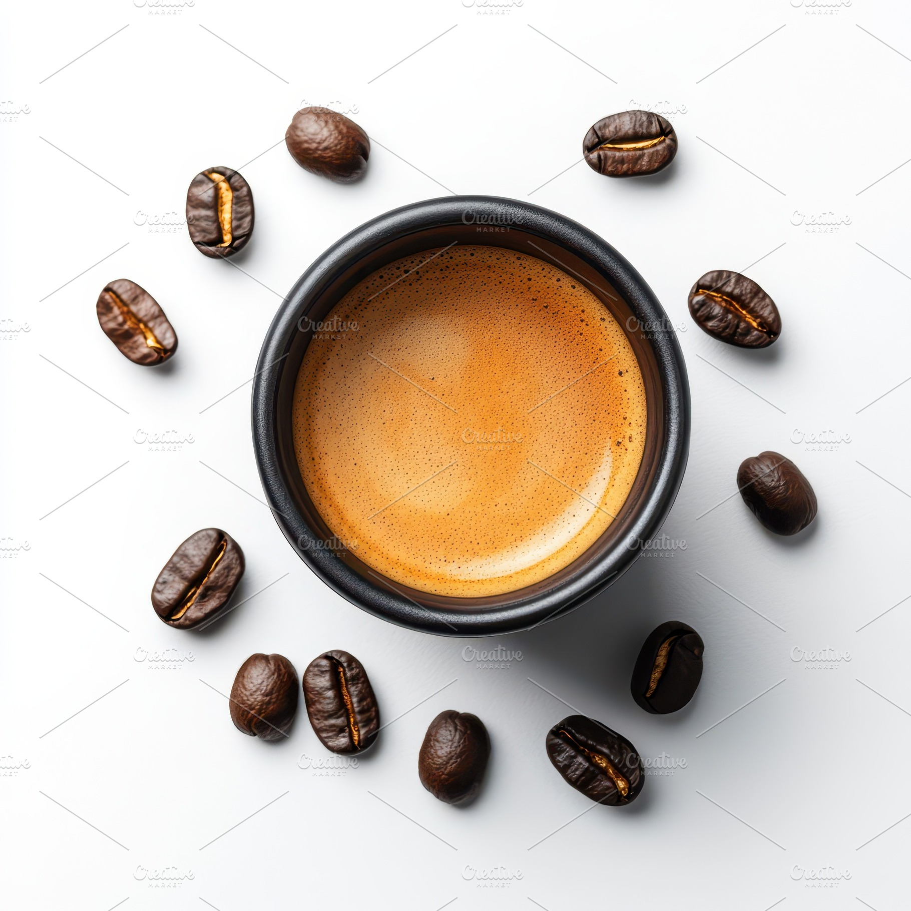 Espresso Coffee Cup Surrounded by Co, a Food & Drink Photo by Pixeness Studio