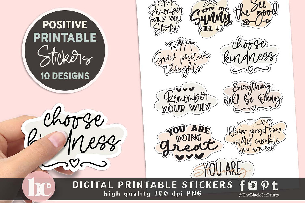 Positive Sticker Quotes PNG EPS, a Person Illustration by TheBlackCatPrints (Photo 3 of 4)