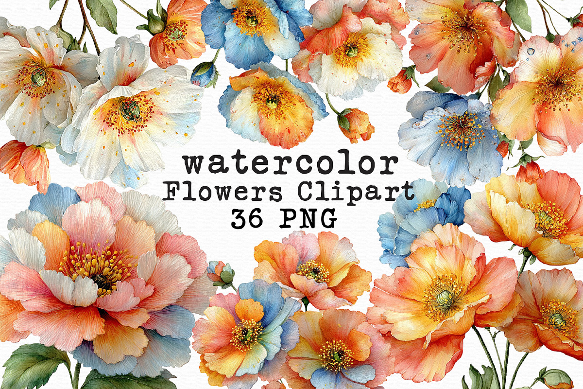 Colorful Flowers Clipart, an Illustration by Libby Wishes (Photo 1 of 6)