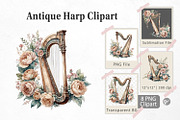 Antique Harp Clipart, a Graphic by Artnoy (Thumbnail 1 of 5)