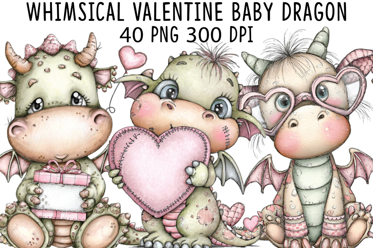 Whimsical Valentine Baby Dragon PNG, a Graphic by CraftArtStudio (Photo 1 of 6)