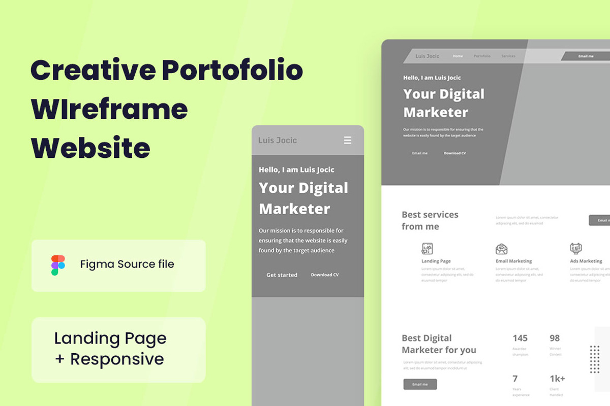 Portfolio Wireframe Website, a Wireframe Template by INSPR STD