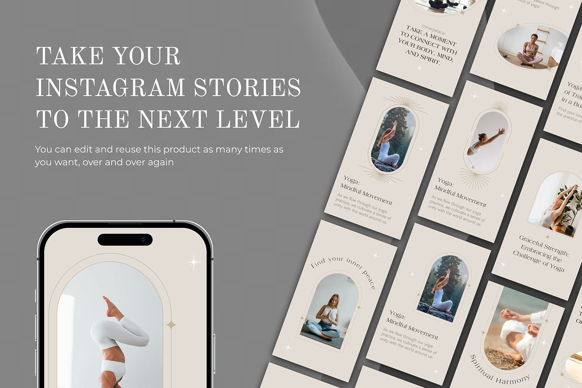 Yoga Instagram Stories Pack Canva, a Social Media Template by VeliusCreativeStudio (Photo 6 of 9)