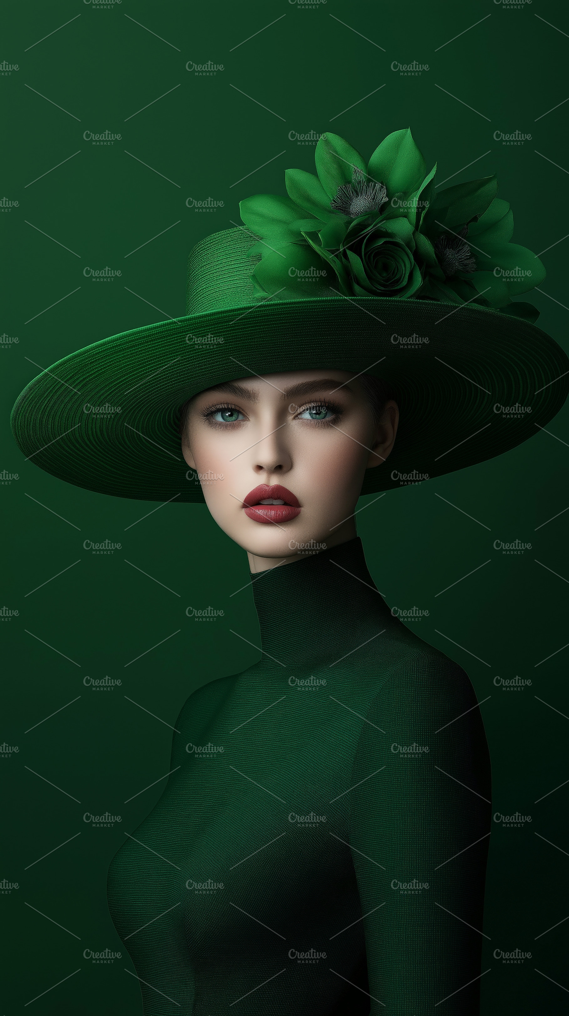 Elegant woman Green High Fashion Out, a Person Photo by Hamza067