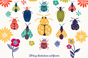 Cute Bugs and Flowers