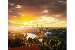 Sunset Sunrise Cityscape Of Vilnius, an Architecture Photo by Our Amazing World