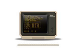 Retro code 80-s amber monitor, a Technology Illustration by SkyVectors